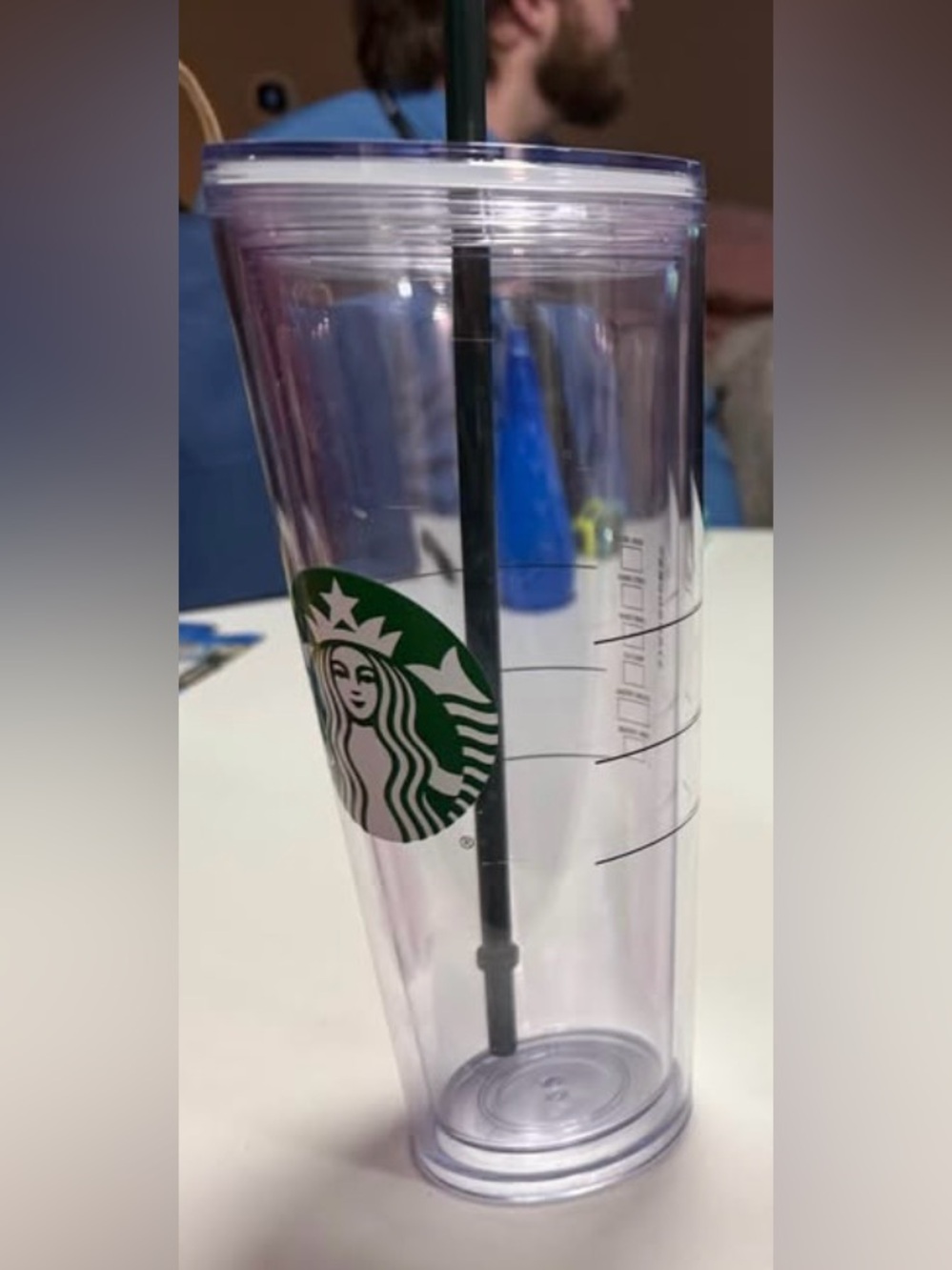 Starbucks Clear Tumbler with Green Logo and Black Straw